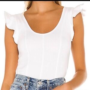 Free People White Flutter Sleeve Blouse